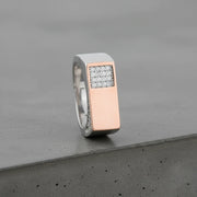 Rose Gold Crystal Signet Ring