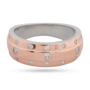 Bezel Set Diamond Wedding Band - Two-Tone Rose Gold