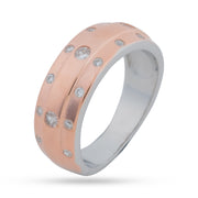 Bezel Set Diamond Wedding Band - Two-Tone Rose Gold