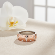 Bezel Set Diamond Wedding Band - Two-Tone Rose Gold