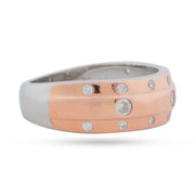 Bezel Set Diamond Wedding Band - Two-Tone Rose Gold