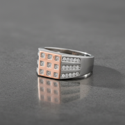 Grid Pavé Statement Ring - Two-Tone 925 Silver & Rose Gold