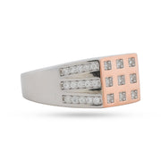 Grid Pavé Statement Ring - Two-Tone 925 Silver & Rose Gold