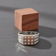 Grid Pavé Statement Ring - Two-Tone 925 Silver & Rose Gold