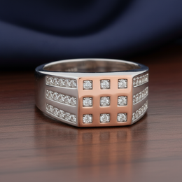 Grid Pavé Statement Ring - Two-Tone 925 Silver & Rose Gold