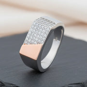 Dual Tone Crystal Band Ring