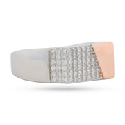 Diagonal Pavé Signet Ring - Two-Tone 925 Silver Statement