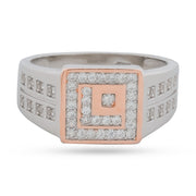 Sterling Silver Cubic Zirconia Statement Ring for Men