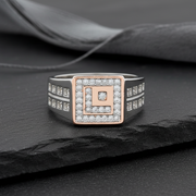 Sterling Silver Cubic Zirconia Statement Ring for Men