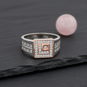 Sterling Silver Cubic Zirconia Statement Ring for Men