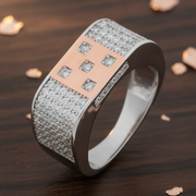 Sterling Silver Statement Ring - Polished Two-Tone Luxury