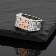 Sterling Silver Statement Ring - Polished Two-Tone Luxury