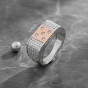 Sterling Silver Statement Ring - Polished Two-Tone Luxury