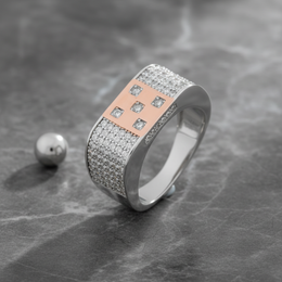 Sterling Silver Statement Ring - Polished Two-Tone Luxury