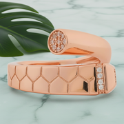 Serpentine Hexagon Pavé Cuff Ring - Rose Gold Plated 925 Silver
