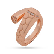 Serpentine Hexagon Pavé Cuff Ring - Rose Gold Plated 925 Silver