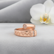 Serpentine Hexagon Pavé Cuff Ring - Rose Gold Plated 925 Silver