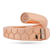 Serpentine Hexagon Pavé Cuff Ring - Rose Gold Plated 925 Silver