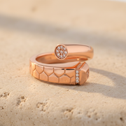 Serpentine Hexagon Pavé Cuff Ring - Rose Gold Plated 925 Silver