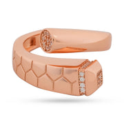 Serpentine Hexagon Pavé Cuff Ring - Rose Gold Plated 925 Silver