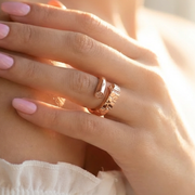 Serpentine Hexagon Pavé Cuff Ring - Rose Gold Plated 925 Silver