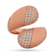 Matt Finished Drops Open Cuff Ring - Rose Gold Pave