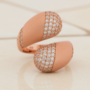 Matt Finished Drops Open Cuff Ring - Rose Gold Pave