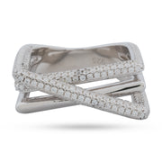 Three Line Triplet Ring - Pave CZ Sterling Silver