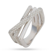 Three Line Triplet Ring - Pave CZ Sterling Silver