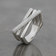 Three Line Triplet Ring - Pave CZ Sterling Silver