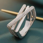 Three Line Triplet Ring - Pave CZ Sterling Silver