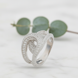 Pavé Intertwined Knot Ring - 925 Sterling Silver Statement