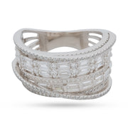 Multi-Row Baguette & Pavé Statement Ring - 925 Silver
