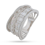 Multi-Row Baguette & Pavé Statement Ring - 925 Silver