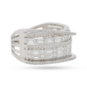 Multi-Row Baguette & Pavé Statement Ring - 925 Silver