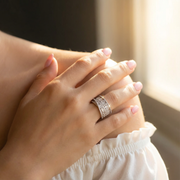 Multi-Row Baguette & Pavé Statement Ring - 925 Silver