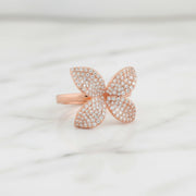 Rose Gold Floral Crystal Ring