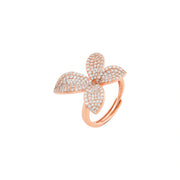 Rose Gold Floral Crystal Ring