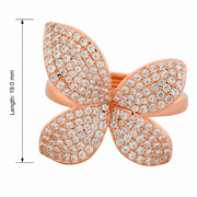 Rose Gold Floral Crystal Ring
