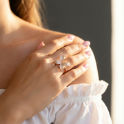 Pavé Butterfly/Clover Adjustable Ring - Rose Gold 925 Silver