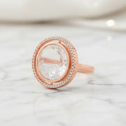 Rose Gold Halo Crystal Ring