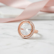 Rose Gold Halo Crystal Ring