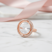 Floating Crystal Shaker Ring - Rose Gold Plated 925 Silver