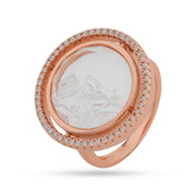 Floating Crystal Shaker Ring - Rose Gold Plated 925 Silver