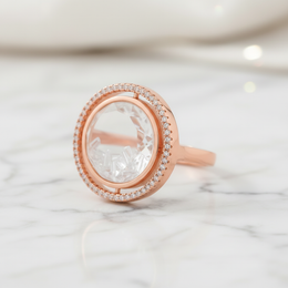 Floating Crystal Shaker Ring - Rose Gold Plated 925 Silver
