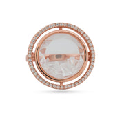 Floating Crystal Shaker Ring - Rose Gold Plated 925 Silver