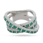 Emerald Crisscross Baguette Ring