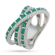 Emerald Crisscross Baguette Ring