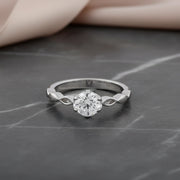 Celestial Solitaire Leaf Ring