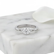 Celestial Solitaire Leaf Ring